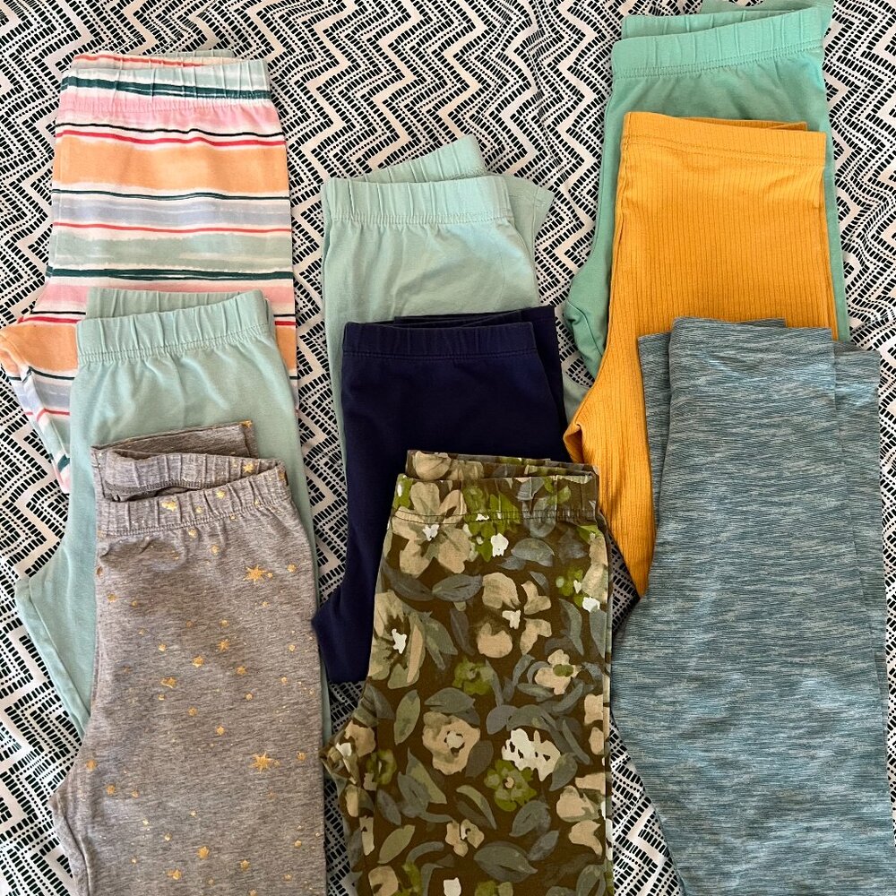 Lot of 9 capris and full length leggings Girl  size 10 & 15% off if add w/ tops